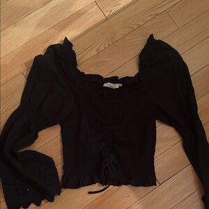 Elegant Black Ruffled Blouse